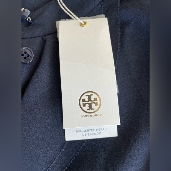 Tory Burch navy blue ruffle dress NWT - Picture 8 of 9